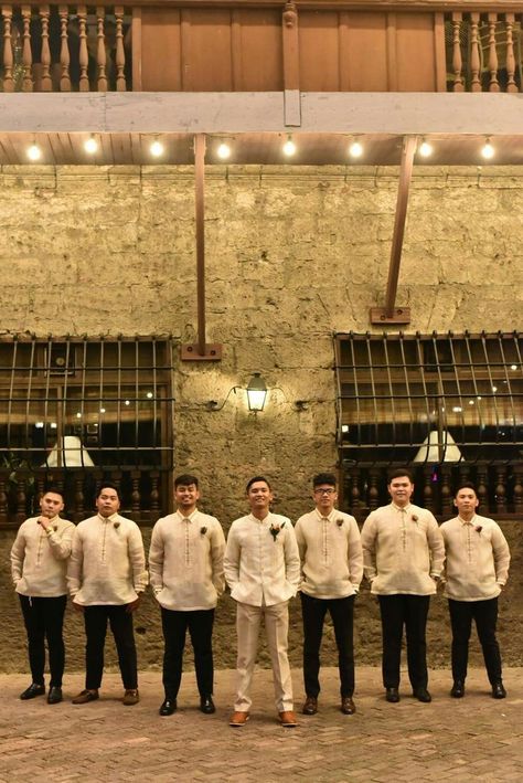 Barong Tagalog Wedding, Photos Poses Ideas, Barong Wedding, Filipiniana Wedding Dress, Filipiniana Wedding Theme, Filipiniana Wedding, Wedding Groomsmen Attire, Filipino Wedding, Philippine Wedding