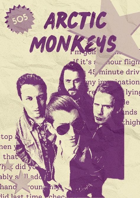 Purple Arctic Monkeys, Poster Prints Arctic Monkeys, Arctic Monkeys 505, Arctic Monkeys Poster, Monkey Room, 505 Arctic Monkeys, Monkey 3, Monkey Print, Monkey Art