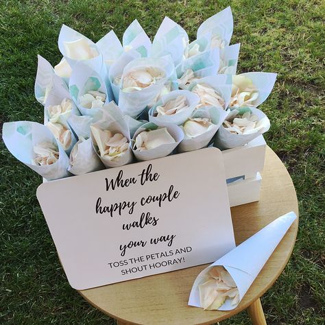 Things To Throw At A Wedding, Wedding Throwing Ideas, What To Throw At A Wedding, Petals To Throw At Wedding, Petal Throw Wedding, Wedding Toss Ideas, Petal Cones Wedding, Engagement Set Up Ideas, Petal Cones