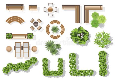 plan view garden symbols - Ecosia Site Plan Design, Landscape Architecture Graphics, Trees Top View, Tree Photoshop, Wooden Benches, Landscape Design Drawings, Landscape Architecture Drawing, Interior Design Drawings, Garden Design Layout