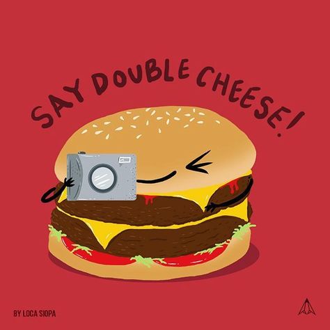 http://go.paintcollar.com/DoubleCheesyPun . . Perfect solution if you've had a sucky Monday.  A stomach full of Puns !  Art by @locasiopa . . #doublecheeseburger #cheeseburger #foodporn #foodpuns #puns #punart #foodart #funny #burger #paintcollarfeaturedartwork #paintcollar Burger Meme, Burger Quotes, Burger Puns, Funny Burger, Funny Instagram Captions, Restaurant Poster, Food Memes, Cute Puns, Stunning Hairstyles