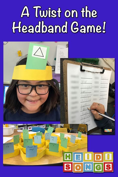 A Twist on the Headband Game! Headband Game, Games For Grade 1, Creative Curriculum Preschool, Around The World Games, Literacy Games, Minute To Win It Games, Shape Games, Abc Activities, Kindergarten Games