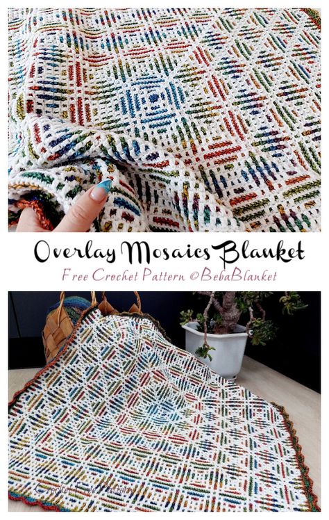 Overlay Mosaics Blanket Crochet Free Pattern Alt Summer, Tunisian Crochet Free, Outfits Alt, Outfits Amazon, Granny Square Haken, Aesthetic 2024, Crochet Bedspread Pattern, Crochet Blanket Afghan, Crochet Granny Square Blanket