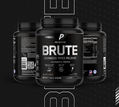 BRUTE Multisource Protein – Packaging Of The World Protein Powder Product Photography, Protein Infographic, Protein Design, Protein Packaging, Protien Powders, Sport Supplements, Supplements Packaging, Graphic Design Ads, Minimal Logo Design