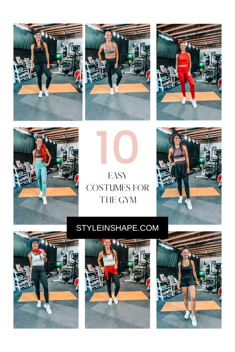 10 easy halloween costumes to wear to the gym for class #halloweencostumes #fitnesshalloweencostumes #zyia #zyiacostumes #ellieactive #yogahalloweencostumes #gymhalloweencostumes #workoutclothescostumes #costumesforthegym Athleisure Halloween Costume, Zumba Halloween Costume, Halloween Costumes To Workout In, Yoga Halloween Costumes, Gym Rat Halloween Costume, Halloween Gym Costume, Gym Halloween Costume Ideas, Crossfit Halloween Costumes, Gym Costume Halloween