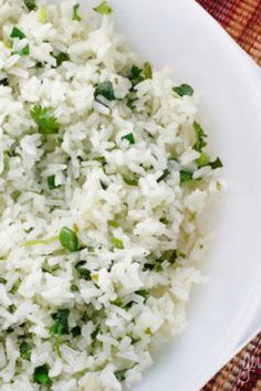 Scallion Cilantro Rice with Habaneros and Lime - Skinnytaste Lime Rice, Cilantro Lime Rice, Cilantro Lime, Side Recipes, Polenta, Couscous, Yummy Recipes, Side Dish Recipes, I Love Food