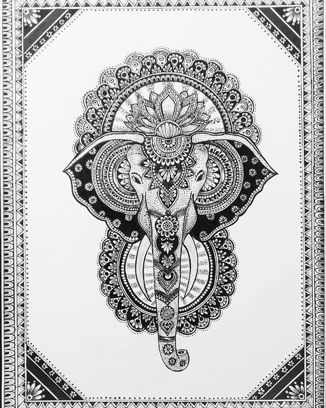 Lord Ganesha Mandala Art, Ganesha Mandala Art, Ganesh Mandala, Ganesha Mandala, Beautiful Mandala Art, Creative Mandala, Drawers Repurposed, Worli Painting, Decorative Corner