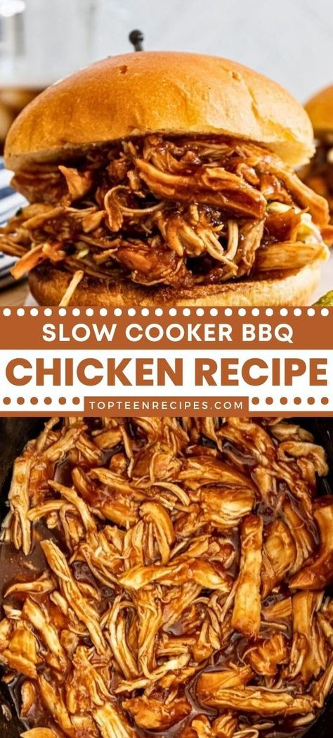 Pulled Chicken Crock Pot Recipes, Slow Cooker Pulled Chicken, Barbecue Chicken Crock Pot, Bbq Pulled Chicken Recipes, Crockpot Favorites, Pulled Chicken Recipe, Pulled Chicken Recipes, Bbq Chicken Recipe, Slow Cooker Salisbury Steak