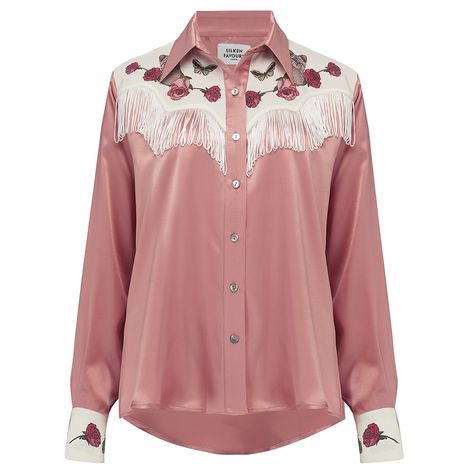 Cowboy Shirt, Cowgirl Costume, Cowboys Shirt, Silk Cushions, Fancy Dress Design, Country Shirts, Pink Outfits, Pearl Buttons, Mother Of Pearl Buttons