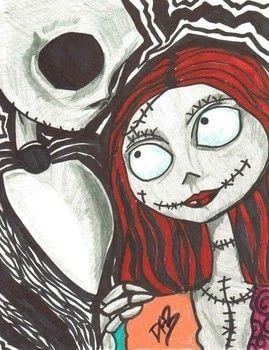 Like Jack And Sally · A Drawing · Art and Drawing on Cut Out + Keep · Creation by Dana B. Jack Y Sally, Nightmare Before Christmas Drawings, Desenhos Love, Nightmare Before Christmas Wallpaper, Christmas Drawings, Tim Burton Style, Christmas Tattoo, Tim Burton Art, Sally Nightmare