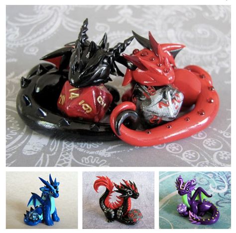 Sculpted Dragon Figures That Hold D&D Dice Gaming Dice, Clay Sculpting, Dragon Dies, Clay Dragon, Dragon Figurines, Nerdy Things, Little Dragon, Freaking Awesome, Game Dice