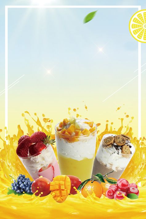 Beach cold drinks fresh fruit silk poster background material Juice Background, Summer Background Images, Summer Iced Drinks, Fruits Juice, Fruit Background, Juice Shop, Fruit Juice Recipes, Ice Cream Poster, Food Promotion