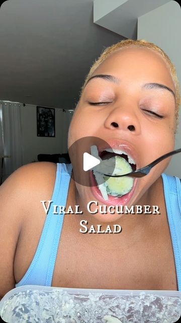 Jasmine Graves | Viral cucumber salad | Instagram Salad Iceberg Lettuce, Viral Cucumber Salad With Cream Cheese, Cucumber Salad With Tuna, Viral Cucumber Salad Recipe, Easy Keto Salads, Viral Cucumber Salad, Tomatoes Cucumber Salad, Cucumber Salad Video, Avacodo Salad