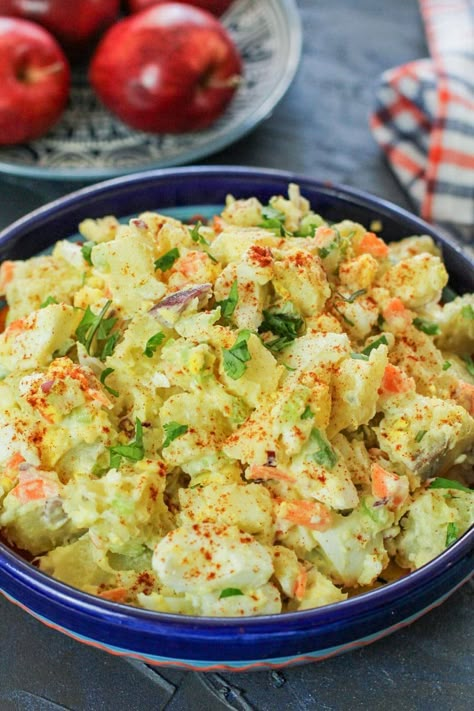 Puerto Rican Potato Salad, Potato Salad With Apples, Mom Meals, Salad With Apples, Warm Potato Salads, Potato Salad Recipe Easy, Canned Potatoes, Classic Potato Salad, Easy Potato Salad