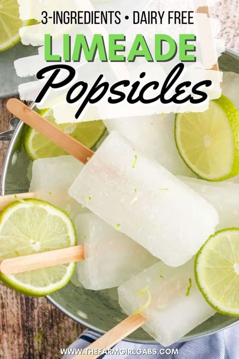 Limeade Popsicles, Easy Popsicle Recipes, Homemade Fruit Popsicles, Vegan Popsicles, Lime Popsicles, Easy Popsicles, Ice Pop Recipes, Popsicles Recipe, Lime Desserts