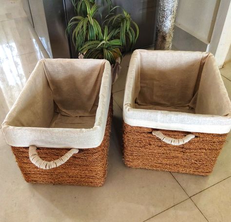 Coconut Rope Craft, Diy Storage Basket, Storage Baskets Diy, Diy Laundry Basket, Diy Boxes, Crate Diy, Camping Set Up, Camping Set, Plants Decor