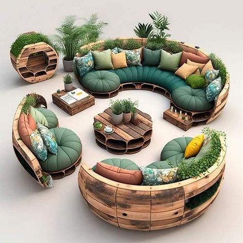 Bohemian Style Conversation Pit#weird furniture, #unusual furniture, #fantasy furniture Conversation Pit, Weird Furniture, Diy Cushions, Pelan Rumah, Desain Furnitur Modern, Outdoor Diy, Funky Furniture, Cute Room Decor, Design Your Dream House