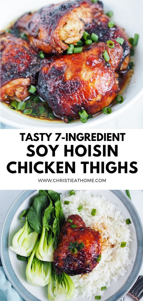 chicken thighs, chicken, chicken dish, hoisin chicken, chinese food Hoisin Chicken Thighs, Recipes With Hoisin Sauce, Hoisin Chicken, Crockpot Chicken Thighs, Asian Chicken Recipes, Chicken Baked, Chicken Thigh Recipes Oven, Chicken Thigh Recipes Crockpot, Boneless Chicken Thigh Recipes