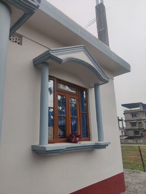 Window Designs Exterior Indian, Home Front Window Design Indian, Front Home Design Indian, Windows Design Indian Home, Indian House Window Design, Window Border Design Exterior, Front Window Design Indian, Window Elevation Design, Window Outside Design