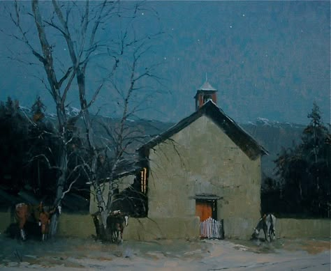 Trinity - Michael Ome Untiedt Beautiful Cinematography, Color Of Night, Moonlight Painting, Western Paintings, Landscape Art Painting, European Paintings, Time Art, Night Painting, Abstract Landscape Painting