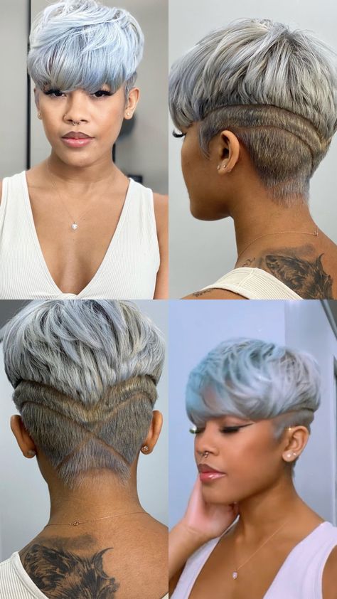 Haircut 360, Hairstyle For Black Women, Haircut 2022, Undercut Hairstyles Women, Women Pixie Cut, Black Women Short Hairstyles, Short Hair Designs, Black Hair Short Cuts, Short Shaved Hairstyles