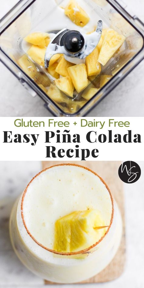 Sugar Free Pina Colada, Pina Colada Slush Recipe, Healthy Pina Colada Smoothie, Pina Colada Recipe Non Alcoholic, Dairy Free Pina Colada, Dairy Free Cocktails, Easy Pina Colada Recipe, Vegan Pina Colada, Pina Colada Smoothie Recipe