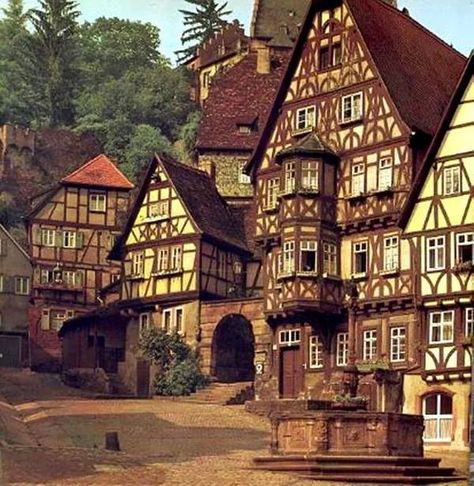 "The Giant's Inn" in the medieval town of Miltenburg, Germany Vila Medieval, European Village, Medieval Town, Beautiful Buildings, Germany Travel, Pretty Places, Dream Destinations, Places Around The World, Bavaria