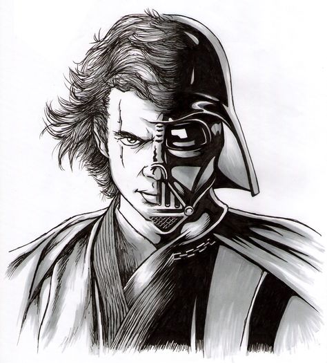 Darth Vader Dibujo, Darth Vader Drawing, Vader Tattoo, Star Wars Tattoo Sleeve, Darth Vader Tattoo, Star Wars Art Drawings, Dark Vader, Anakin Vader, Dark Vador