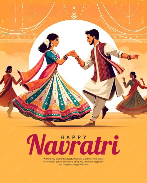 Happy Navratri and Shubh Navratri with Garba Couple celebration social media post template | Premium AI-generated PSD Garba Couple, Navratri Post, Navratri Garba, Nature Background Images, Social Media Post Template, Happy Wishes, Nature Background, Happy Navratri, Work Ideas