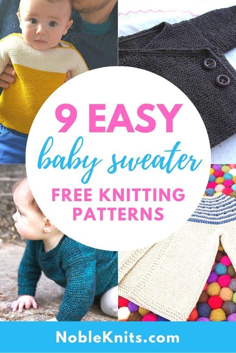 9 Easy Baby Sweater Free Knitting Patterns — Blog.NobleKnits Easy Baby Knitting Patterns, Yarn Ideas, Baby Boy Sweater, Baby Boy Knitting Patterns, Baby Sweater Patterns, Baby Sweater Knitting Pattern, Baby Boy Knitting, Knit Baby Sweaters, Baby Knitting Patterns Free