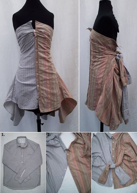 Creative Skirt, Diy Clothes Tutorial, Ropa Upcycling, Diy Summer Clothes, Easy Diy Clothes, Shirts Diy, Diy Clothes Refashion, Upcycle Clothes Diy, Button Shirts