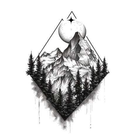 This is an alternate version of a unique tattoo design featuring nature scenes inside a geometric shape. I hope you enjoy this cool tattoo! Scotland Tattoo, Berg Tattoo, Geometric Mountain Tattoo, Mountain Tattoo Design, Geometric Nature, Triangle Tattoos, Geometric Mountain, Cool Forearm Tattoos, Mountain Drawing