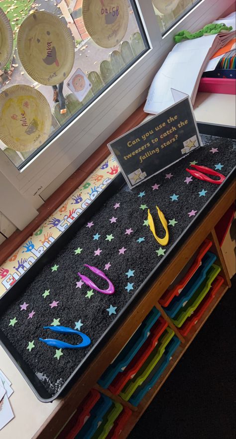 Space Station Eyfs Role Play, Stars Eyfs Activities, Tuff Tray Ideas Space, Space Activities For Toddlers Play Ideas, Early Years Space Activities, Space Early Years Activities, Day And Night Eyfs, Space Topic Eyfs, Twinkle Twinkle Little Star Eyfs Activities