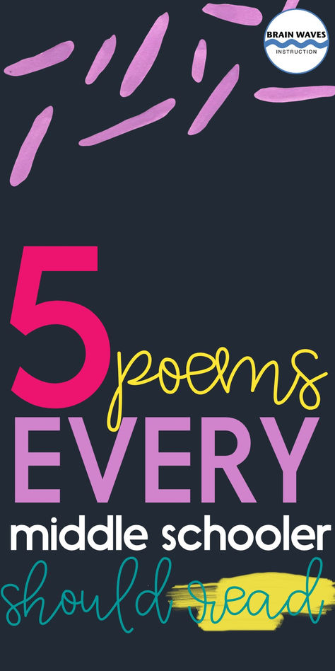 Elevate your middle school English class with our latest poetry blog post! Uncover the power of poetry with the 5 best poems specially curated for your students. These poems are ideal for middle school kids to read and analyze. Ignite their love for literature and inspire creativity. Dive into the world of words now! Poetry For Students, Poems For Middle School, Types Of Poems, Poetry Blog, Poetry Activities, Somerset Maugham, Teaching Poetry, English Teachers, Kids Poems