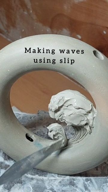 Wave Clay Sculpture, Water Clay Sculpture, Water Etched Ceramics, Ocean Clay Sculpture, Ceramic Texture Techniques, Ceramic Waves Sculpture, Water Etching Ceramics, Wave Pottery, Clay Texture Techniques