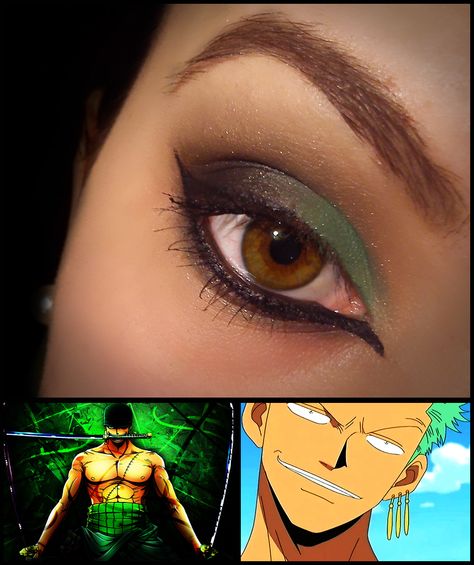 “ Roronoa Zoro (One Piece) Inspired Eye Makeup Eyeshadows: W7 Eyeshadow Color Palette & W7 “In The Buff" Nude Palette Eyeliner: Schwing Black Liquid Eyeliner (Balm) ” One Piece Inspired Makeup, One Piece Anime Makeup Look, One Piece Makeup Look, Zoro Makeup, Zoro Wano, Zoro Cosplay, Scar Makeup, Roronoa Zoro One Piece, Black Liquid Eyeliner