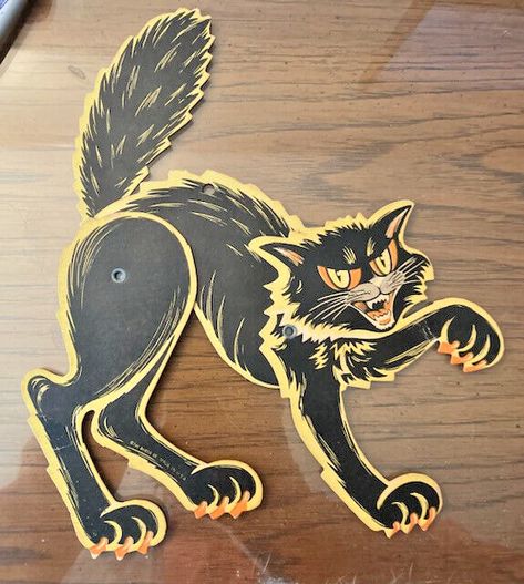 Vintage Beistle Co Halloween Black cat die cut Vintage Halloween cat, POSABLE | eBay Cardboard Halloween, 1960s Halloween, 1950s Halloween, Beistle Halloween, Halloween Friday The 13th, Vintage Halloween Cards, Vintage Halloween Art, Cat Paper, Halloween Collectables