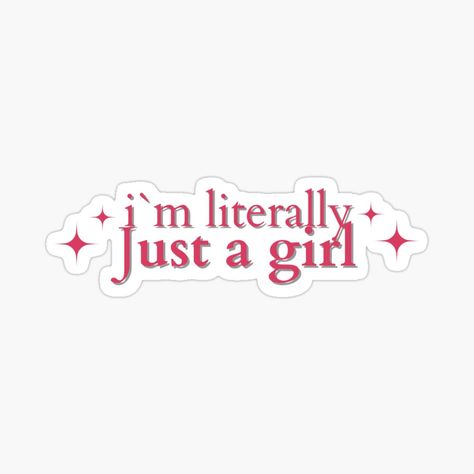 Get my art printed on awesome products. Support me at Redbubble #RBandME: https://www.redbubble.com/i/sticker/Im-Just-A-Girl-Girlhood-Womanhood-Girl-Aesthetic-Sad-Hamster-That-Girl-Aesthetic-Coquette-Pinkish-Bows-Pink-Barbie-Clean-Girl-Aesthetic-by-BiaaArchive/160737126.JCQM3?asc=u Barbie Aesthetic Sticker, Cute Girly Sticker, Fun Stickers For Laptop, Barbie Stickers Aesthetic, Stickers To Print Out, Pastel Pink Stickers, Mean Girls Stickers, Sticker Ideas Aesthetic, Pink Aesthetic Stickers