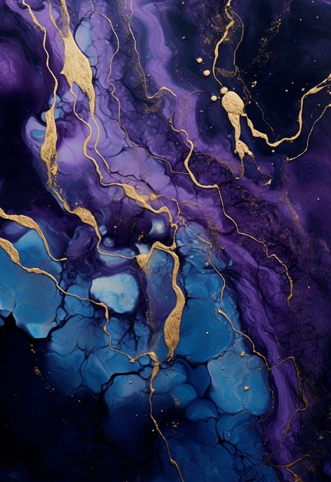 Blue Purple Gold Color Palette, Gold And Blue Wallpaper, Blue And Gold Aesthetic, Purple And Blue Aesthetic, Blue And Purple Background, Indigo And Gold, Purple Abstract Art, Cheetah Print Wallpaper, Indigo Purple