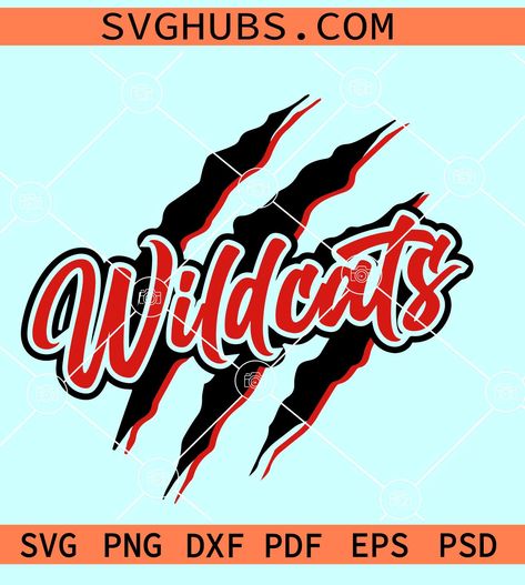 Wildcats red claw marks SVG, Wildcats scratch SVG, Wildcat mascot SVG, Wildcats football SVG Wildcat Logo Design, Run Through Signs, Wildcat Mascot, Grassroots Football, Football Team Gifts, Football Run, Claw Marks, Wildcats Logo, Football Background