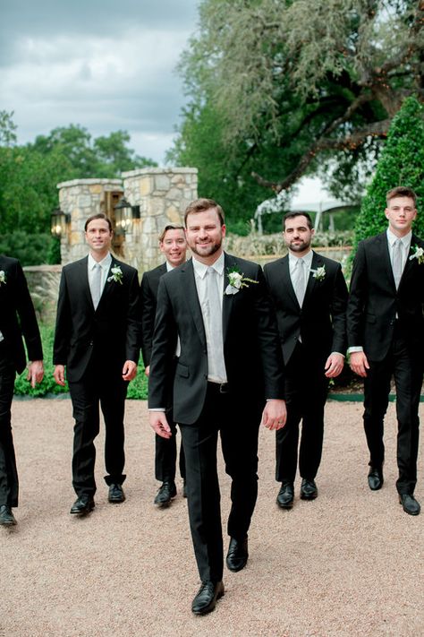 Groomsmen Sage Green Ties Groomsmen Black Suit, All Black Suit With Sage Green Tie, Black Suit Sage Tie, Black Suit Sage Green Tie, Black Suit Grey Tie, Black Suit With Green Tie, Groomsmen Attire Black, Black Groomsmen Suits, Wedding Day Outfit