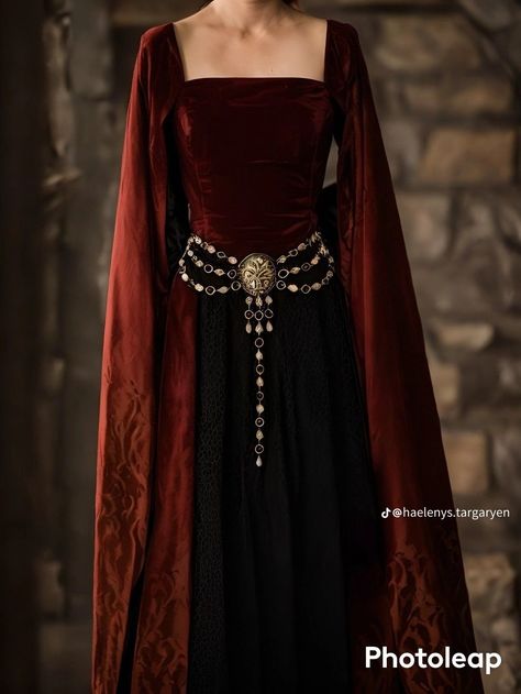 Game Of Thrones Outfits, Red And Black Dress, Gra O Tron, Old Fashion Dresses, Fantasy Dresses, Royal Dresses, House Of The Dragon, Fantasy Gowns, Medieval Clothing