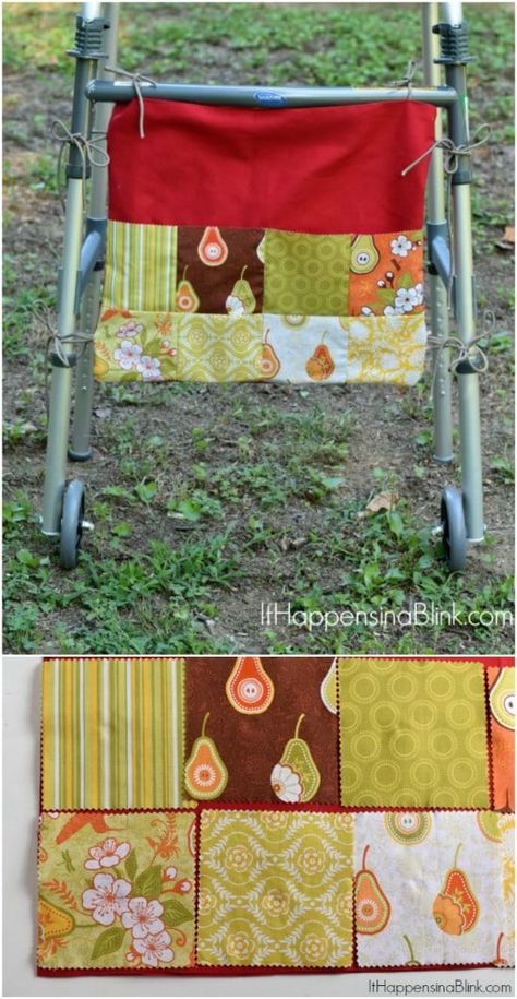 Walker Caddy, Nursing Home Crafts, Walker Bags, Nursing Home Gifts, Handmade Bib, Walker Bag, Making Bags, Sensory Blanket, Hacks And Tips