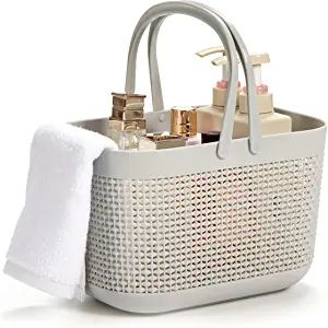 Amazon.com: FANWU Shower Caddy Basket Tote for College Dorm Room Essentials, Plastic Storage Basket with Handles Portable Organizer bins for Kitchen Bathroom Bedroom Toiletry Laundry Garden Pool Beach (Grey) : Home & Kitchen Shower Catty College, Unc Dorm, Dorm Essentials List, Bama Dorm, Laundry Garden, Dorm Closet Organization, College Wishlist, Dorm Room Organization Storage, College Dorm Room Organization