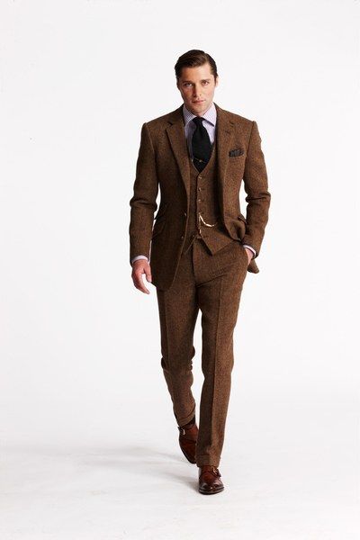 Groom Blazer, 3 Piece Tuxedo, Brown Tweed Suit, Men Suits Wedding, Tweed Men, Brown Suit, Suits Wedding, Mens Summer Outfits, Trendy Mens Fashion