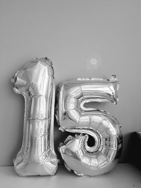 15 Balloons Number Aesthetic, 15 Number Aesthetic, Number 15 Aesthetic, 15 Birthday Balloons, 15th Birthday Aesthetic, Dark Grey Aesthetic, Balloons Drawing, Fifteen Birthday, 15th Birthday Decorations