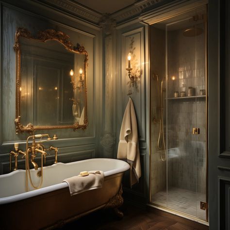 Parisian Bathroom Design - 22 ways to achieve an elegant aesthetic French Bathroom Design, Victorian Bathroom Accessories, Parisian Bathroom, French Bathroom, Parisian Interior, Art Deco Bathroom, Victorian Bathroom, Deco Bathroom, Vintage Bathrooms