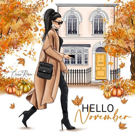 🧡🍂🍁Hello November 🧡🍂🍁 #fall #fallvibes #illustration #illustrationartists #november #bossbabe #girlboss #boutique #fallaesthetic… Hello November Images, Hello November Quotes, Word Hacks, Gifs Instagram, Heather Stillufsen, Seasonal Changes, Clydesdale Horses, Hello November, Feminine Branding