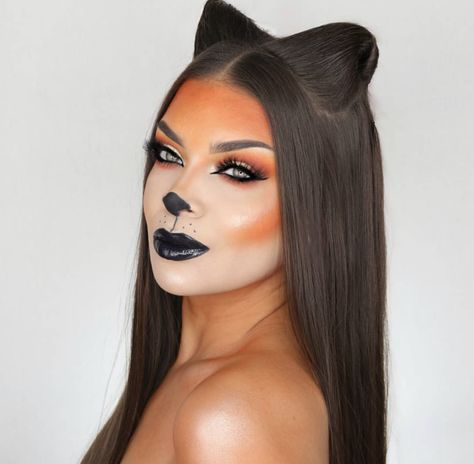 Fox Makeup Looks Halloween, Kid Fox Makeup, Easy Fox Makeup Halloween, Fox Face Makeup, Fox Makeup Look, Orange Halloween Makeup, Fox Costume Makeup, Fox Halloween Makeup, Fox Makeup Halloween