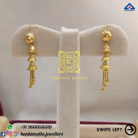 Ear Rings New Designs Gold, 4grams Gold Earrings, Eyerings Gold Design, 4 Grams Gold Ear Rings, 2 Grams Gold Earrings Designs, Hanging Earrings Gold, Thali Chain, Chemistry Basics, Almirah Designs